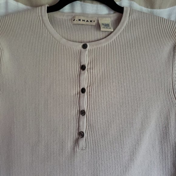 J. Khaki | Button Rib Mini Ruffle Short Sleeve Top - Picture 3 of 6